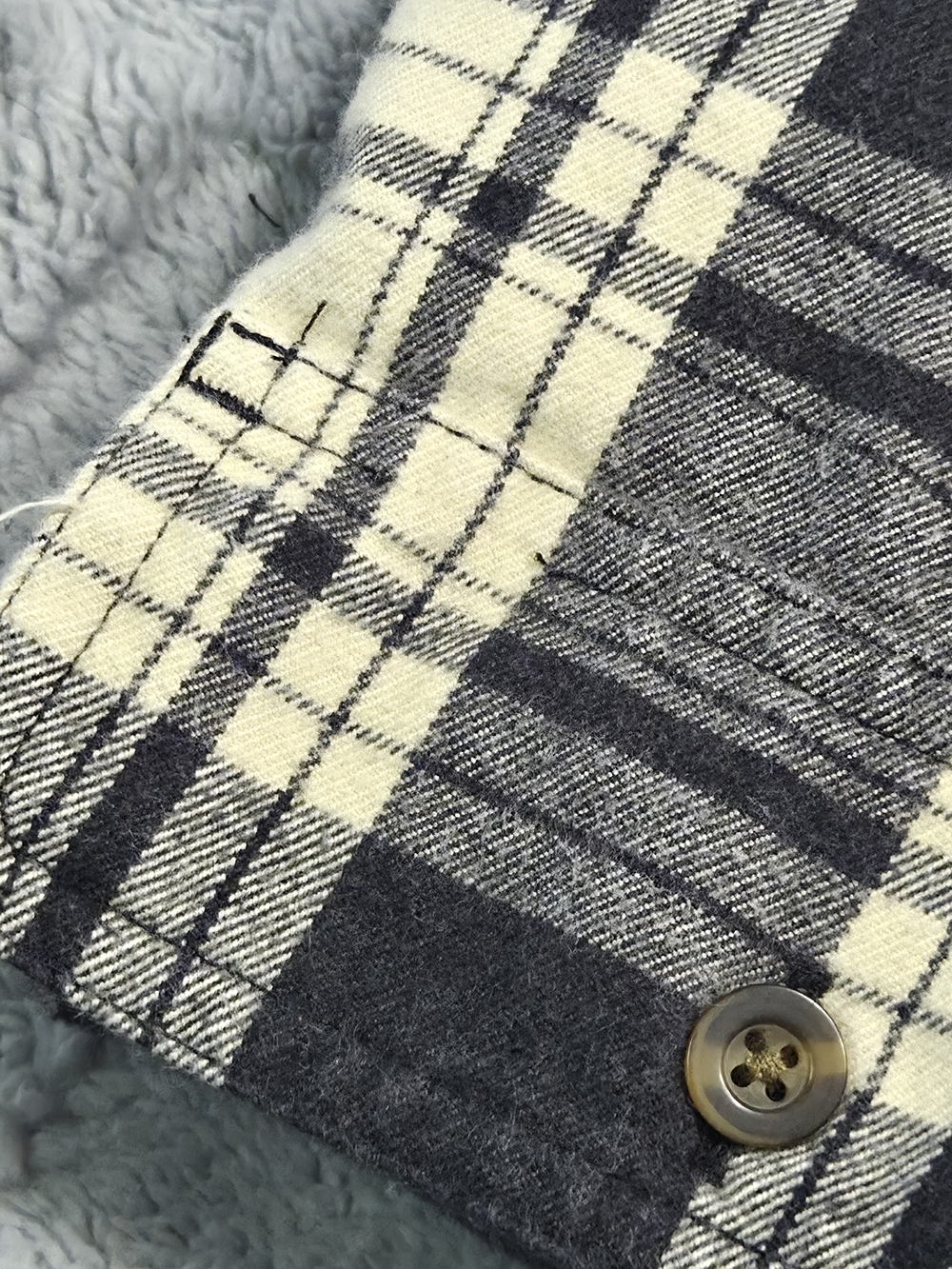 Carhartt Men's Plaid Flannel Shirt - Original Fit, Black And Off White - Picture 9 of 9